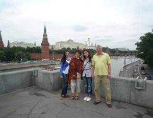 In front of the Kremlin complex in the heart of Moscow, Inna Kuts poses with her family during their vacation. It has been 30 years since Kuts and her husband, Sam, came to the U.S. from Russia. This summer, the couple decided to take their twin daughters to visit their home country. From left are Hannah, Inna, Becky and Sam Kuts.